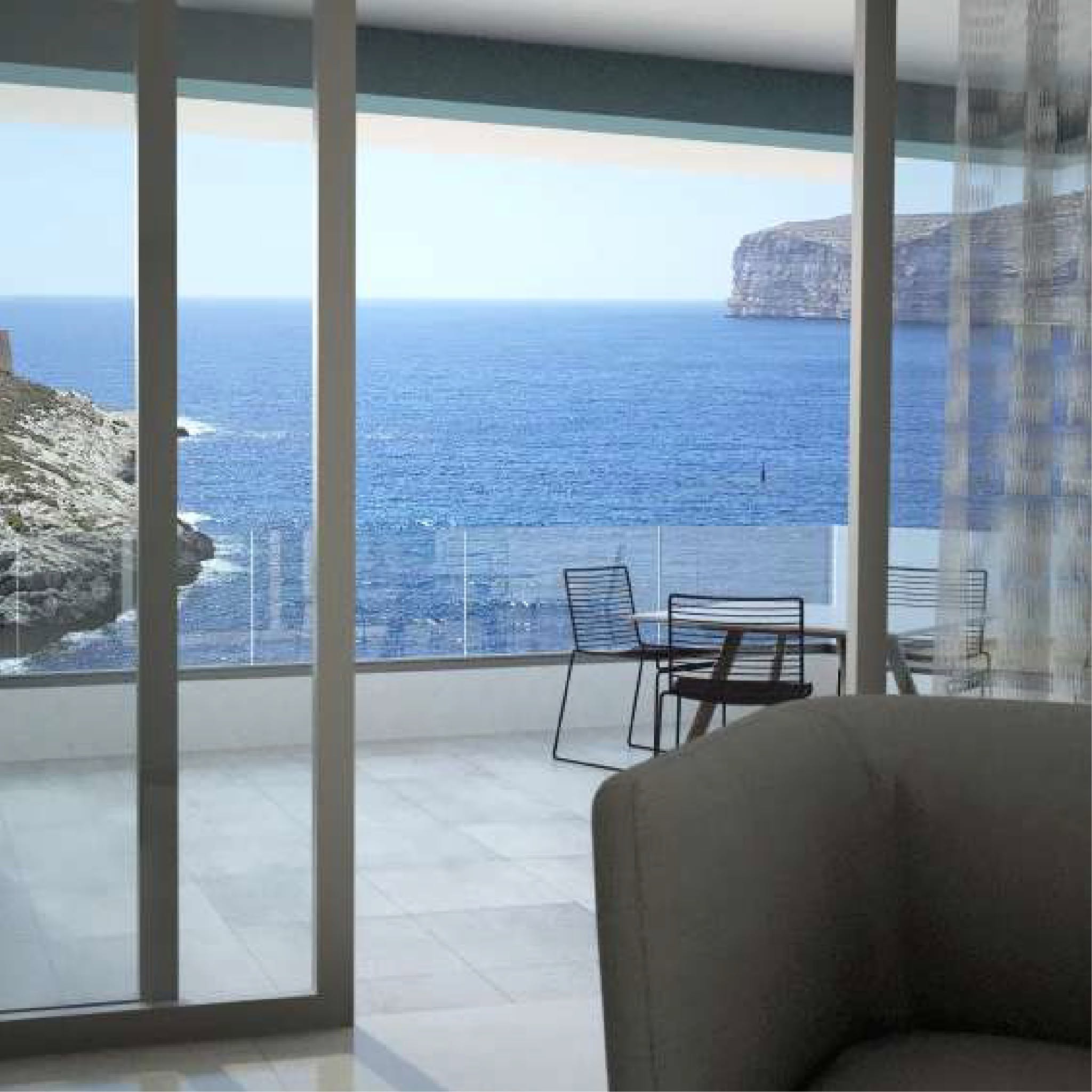 Azure Residence Maisonette with Sea Views | Xlendi: sea views from living area — Xlendi, Gozo